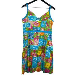 Key West Dress Women's Multicolor Sz 10 Patchwork Sleeveless Tropical Resort